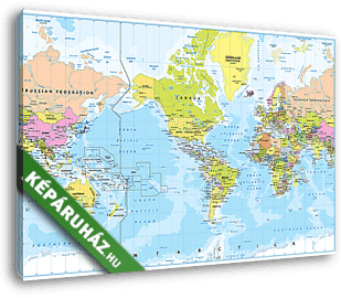 Világtérkép - Amerika központjában - Bathymetry - vászonkép 3D látványterv