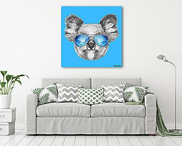 Portrait of Koala with mirror sunglasses. Hand drawn illustratio (vászonkép) - vászonkép, falikép otthonra és irodába