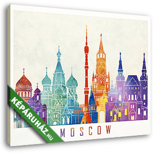 Moszkva landmarks watercolor poster - vászonkép 3D látványterv