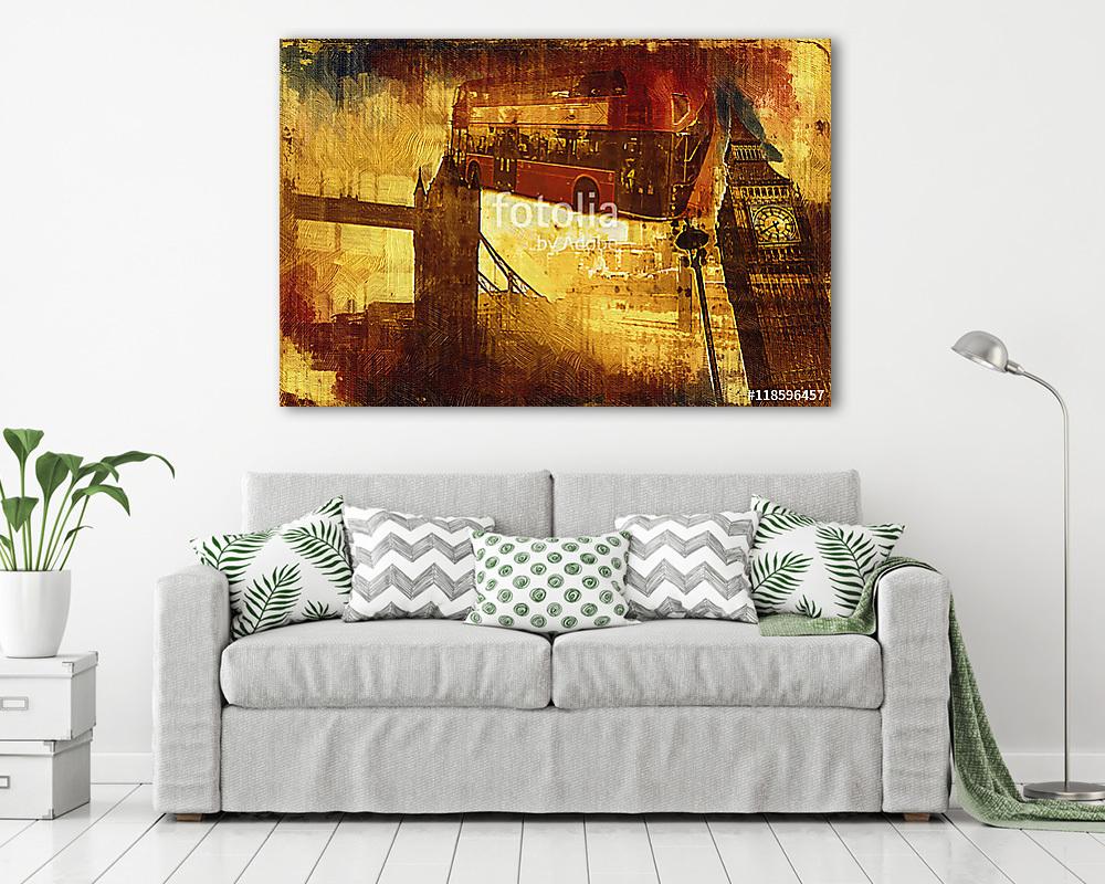 London oil art illustration (többrészes kép) - vászonkép, falikép otthonra és irodába