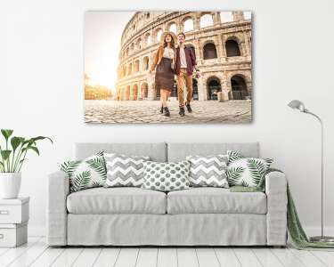 Fiatal pár a római kolosszeumnál (vászonkép) - vászonkép, falikép otthonra és irodába