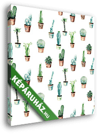 Cserepes kaktuszok tapétaminta - vászonkép 3D látványterv