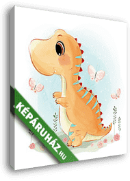 Akvarell állatok - Kis T-Rex - vászonkép 3D látványterv