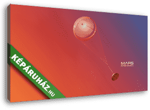 Perseverance nyitott ejtőernyővel tart a Mars felszíne felé (Illusztráció) - vászonkép 3D látványterv