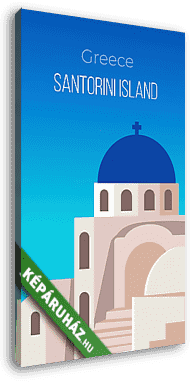Görög minimalista poszter - 2 - Santorini szigete - vászonkép 3D látványterv