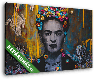 Frida portré streetart stílusban - vászonkép 3D látványterv Frida portré streetart stílusban - vászonkép 3D látványterv