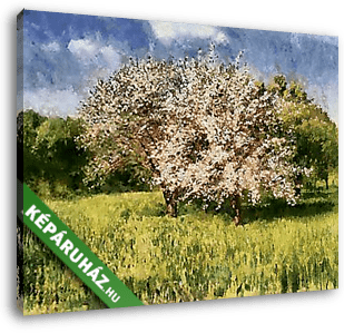 Virágzó almafák (átdolgozott, nem eredeti verzió) - vászonkép 3D látványterv