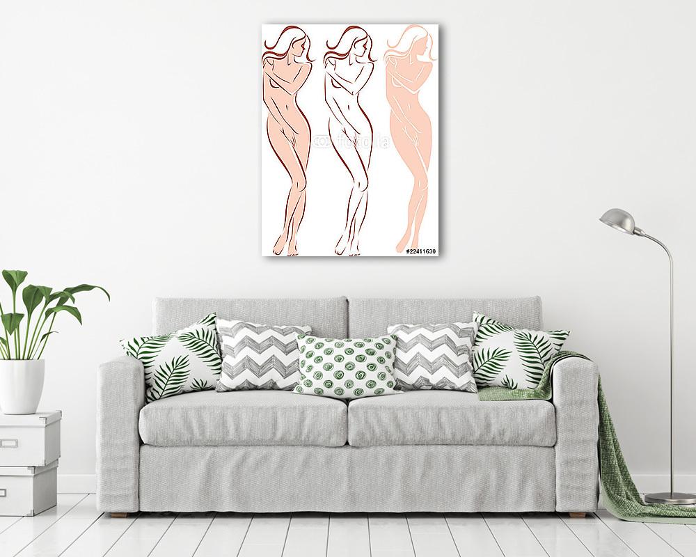 Gyönyörű meztelen női sziluett - vászonkép, falikép vásárlás Gyönyörű meztelen női sziluett (vászonkép) - vászonkép, falikép otthonra és irodába