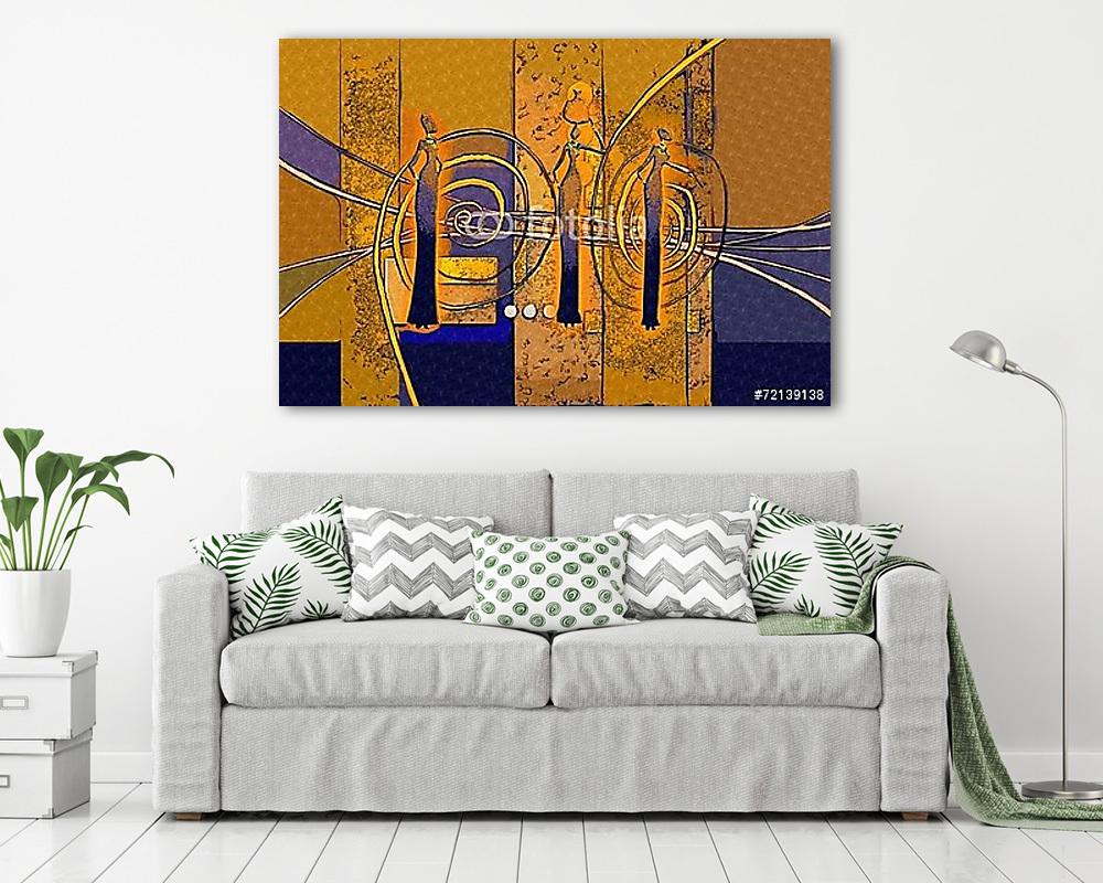 afro motívum etnikai retro vintage (többrészes kép) - vászonkép, falikép otthonra és irodába