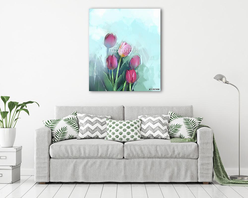Tulipánok (olajfestmény reprodukció) - vászonkép, falikép vásárlás Tulipánok (olajfestmény reprodukció) (poszter) - vászonkép, falikép otthonra és irodába