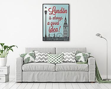 Tipográfiai poszter a londoni tereptárgyakkal (vászonkép) - vászonkép, falikép otthonra és irodába