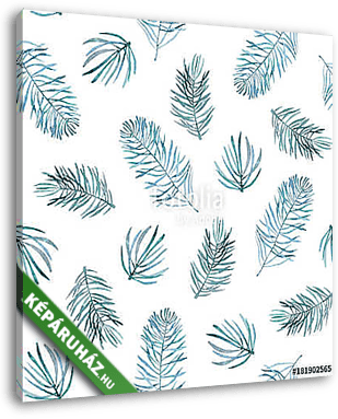 Watercolor seamless pattern with spruce branches. - vászonkép 3D látványterv