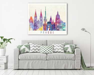 Paris landmarks watercolor poster (vászonkép) - vászonkép, falikép otthonra és irodába