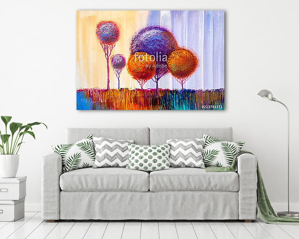 Színpompás absztrakt erdő (olajfestmény reprodukció) - vászonkép, falikép vásárlás Színpompás absztrakt erdő (olajfestmény reprodukció) (fotótapéta) - vászonkép, falikép otthonra és irodába