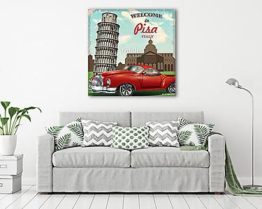 Welcome to Pisa retro poster. (vászonkép) - vászonkép, falikép otthonra és irodába