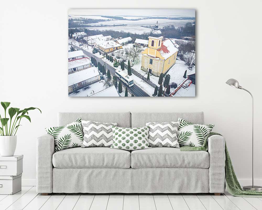 Havas reggel vidéken (Somogyacsa) - vászonkép, falikép vásárlás Havas reggel vidéken (Somogyacsa) (poszter) - vászonkép, falikép otthonra és irodába