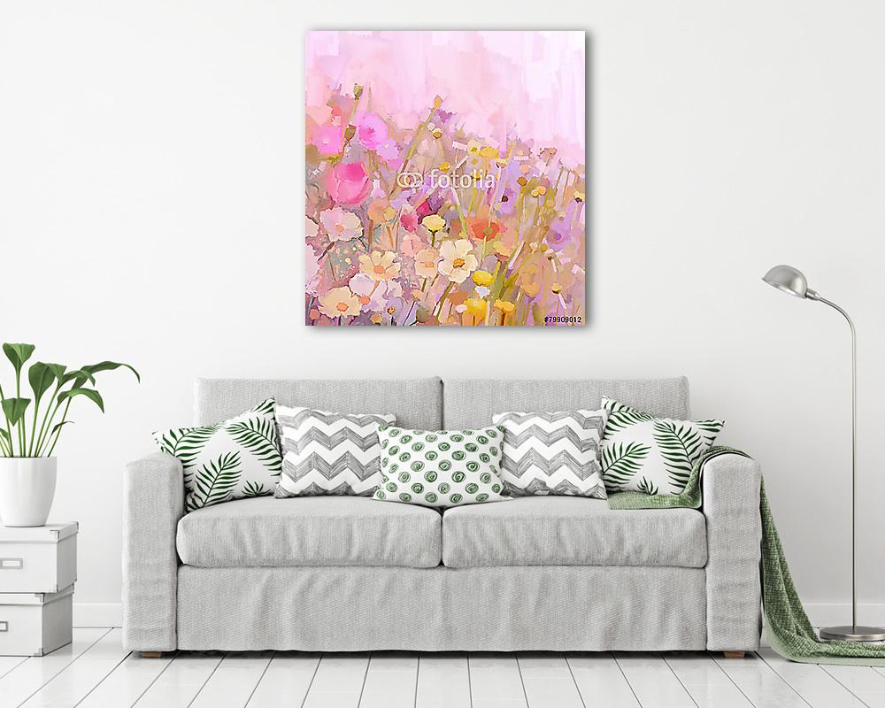Színpompás virágok (olajfestmény reprodukció) - vászonkép, falikép vásárlás Színpompás virágok (olajfestmény reprodukció) (fotótapéta) - vászonkép, falikép otthonra és irodába