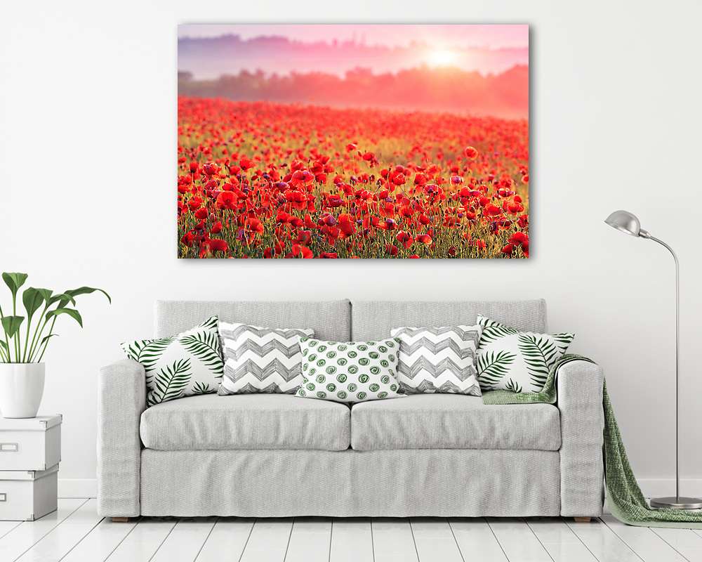 Pipacsok reggeli ködben - vászonkép, falikép vásárlás Pipacsok reggeli ködben (keretezett kép) - vászonkép, falikép otthonra és irodába