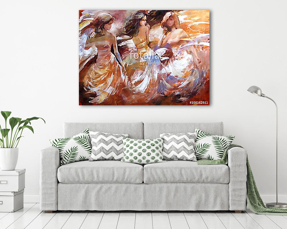 Női alakok kézzel készített festmény - vászonkép, falikép vásárlás Női alakok kézzel készített festmény (keretezett kép) - vászonkép, falikép otthonra és irodába