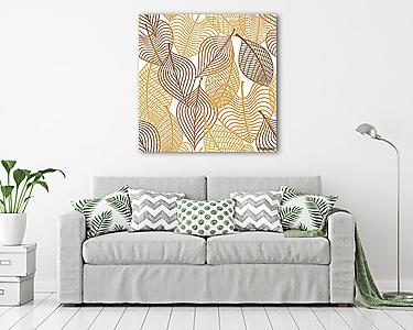 Seamless pattern of yellow and orange autumn leaves (vászonkép) - vászonkép, falikép otthonra és irodába