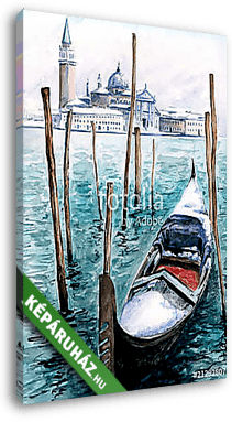 Gondola in winter-watercolor.My own artwork. - vászonkép 3D látványterv