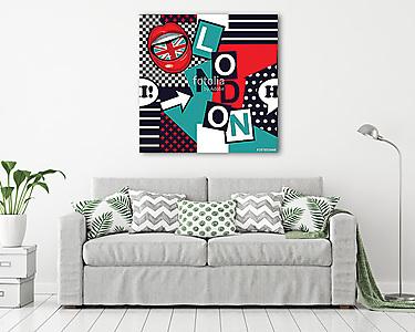 geometric pop art seamless London pattern (vászonkép) - vászonkép, falikép otthonra és irodába