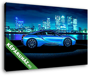 BMW i8 Blue by Night - vászonkép 3D látványterv