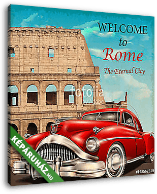 Welcome to Rome retro poster. - vászonkép 3D látványterv