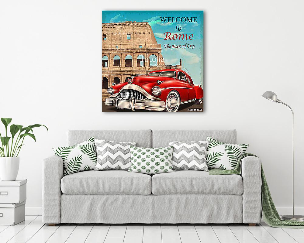 Welcome to Rome retro poster. (fotótapéta) - vászonkép, falikép otthonra és irodába
