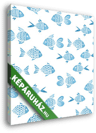 Kék halacskás tapétaminta - vászonkép 3D látványterv