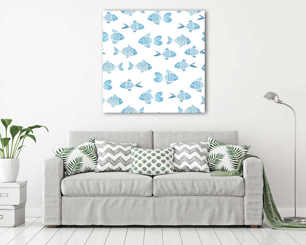Kék halacskás tapétaminta - vászonkép, falikép vásárlás Kék halacskás tapétaminta (vászonkép) - vászonkép, falikép otthonra és irodába