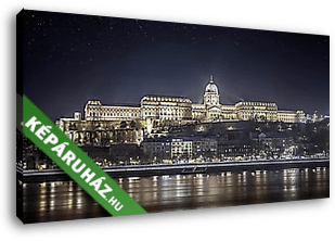 A Budavári Palota díszkivilágításban - vászonkép 3D látványterv