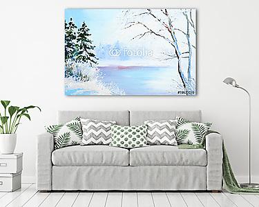 Téli folyó (olajfestmény reprodukció) (vászonkép) - vászonkép, falikép otthonra és irodába