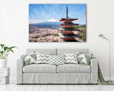 Chureito Pagoda Fujiyoshida Japánban (vászonkép) - vászonkép, falikép otthonra és irodába