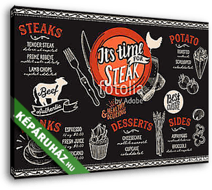 Steak menu restaurant, food template. - vászonkép 3D látványterv