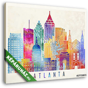 Atlanta landmarks watercolor poster - vászonkép 3D látványterv