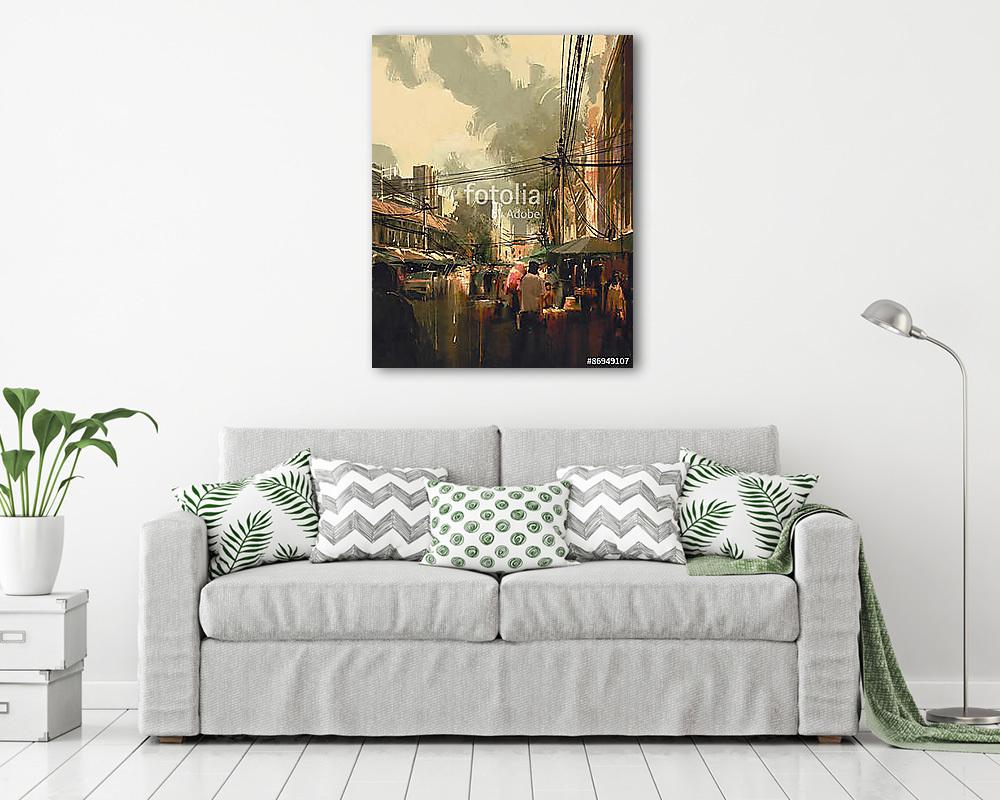 market street,colorful cityscape digital painting - vászonkép, falikép vásárlás market street,colorful cityscape digital painting (vászonkép) - vászonkép, falikép otthonra és irodába