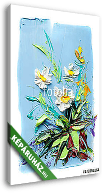 Absztrakt színes virág (olajfestmény reprodukció) - vászonkép 3D látványterv