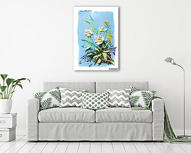 Absztrakt színes virág (olajfestmény reprodukció) (vászonkép) - vászonkép, falikép otthonra és irodába