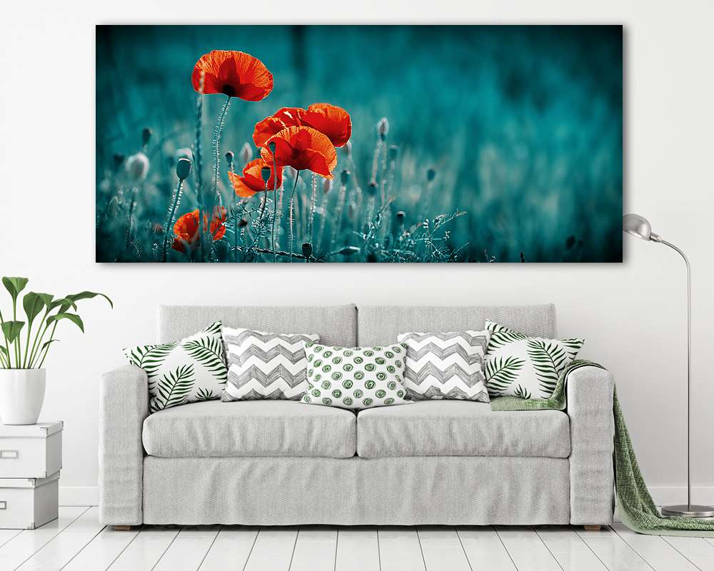 Csodálatos mákmező. Nyári virágok. (bögre) - vászonkép, falikép otthonra és irodába