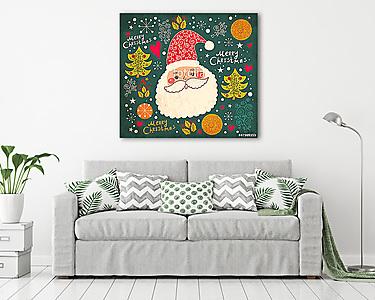 Karácsonyi vektoros illusztráció vicces Mikulás (vászonkép) - vászonkép, falikép otthonra és irodába