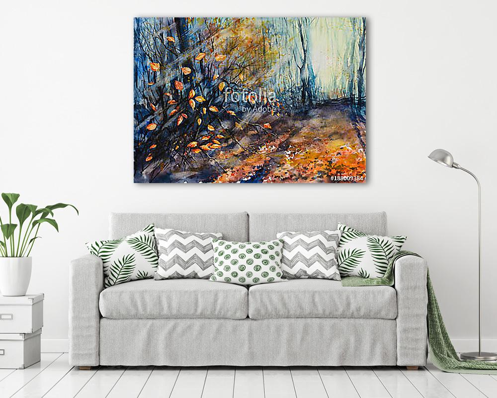 Őszi erdő (akvarell) - vászonkép, falikép vásárlás Őszi erdő (akvarell) (vászonkép) - vászonkép, falikép otthonra és irodába