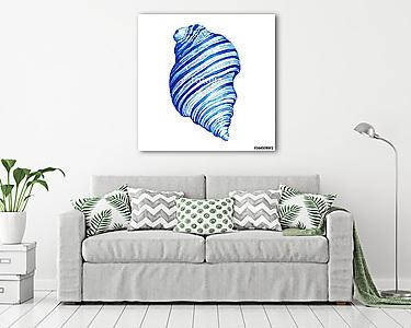 Illustrations of blue sea shells. Marine design. Hand drawn wate (vászonkép) - vászonkép, falikép otthonra és irodába