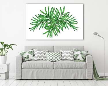 Watercolor painting fern,tropical,green leaves,palm leaf isolate (vászonkép) - vászonkép, falikép otthonra és irodába