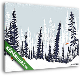Téli táj fákkal - vászonkép 3D látványterv