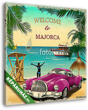 Welcome to Majorca retro poster. - vászonkép 3D látványterv