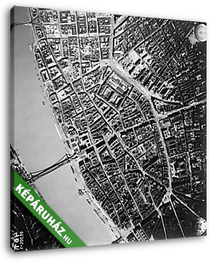 Budapest, légifotó, a Belváros és környéke (1944) - vászonkép 3D látványterv