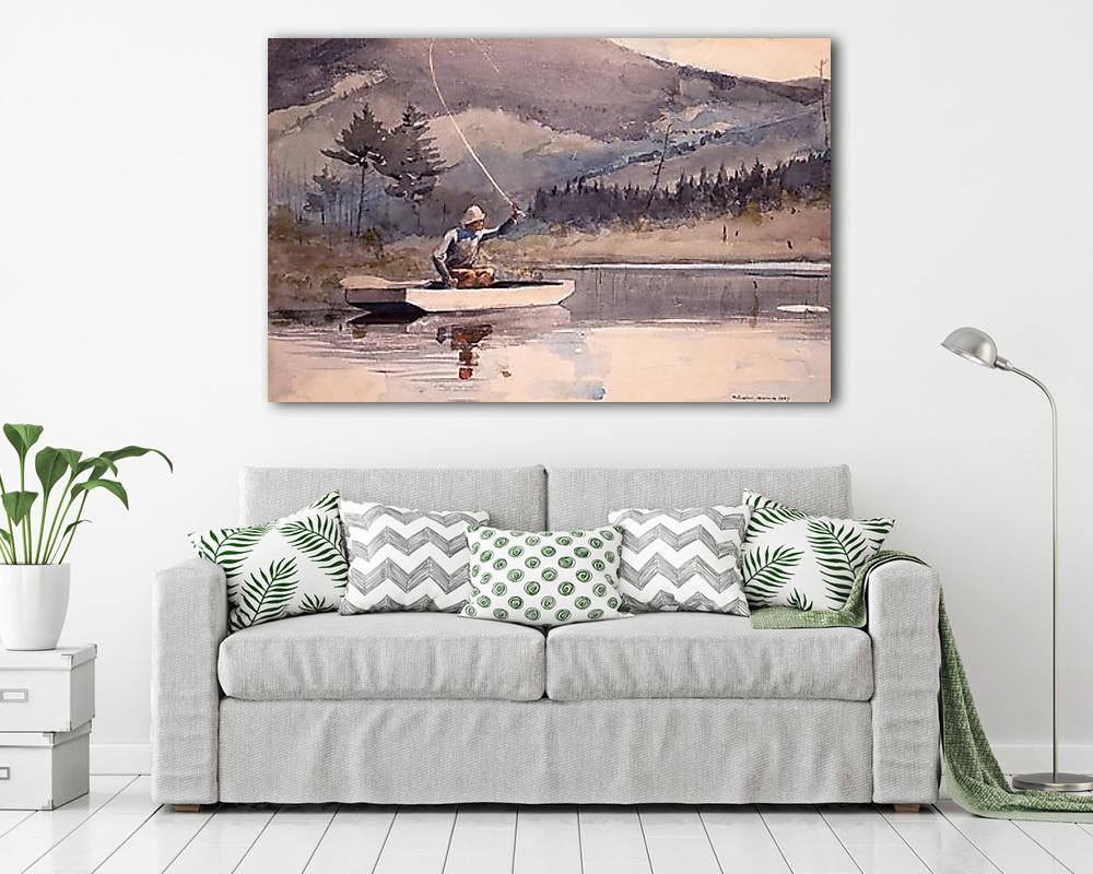 Társadalom és magány; Csónakban horgászó férfi (fotótapéta) - vászonkép, falikép otthonra és irodába