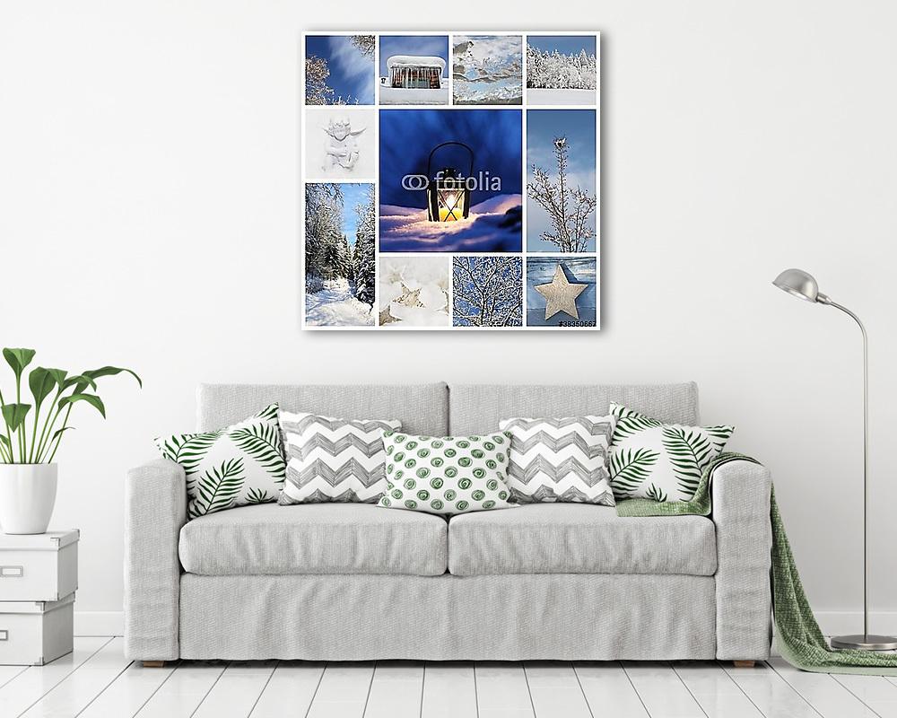Hó és kék kollázs (vászonkép) - vászonkép, falikép otthonra és irodába