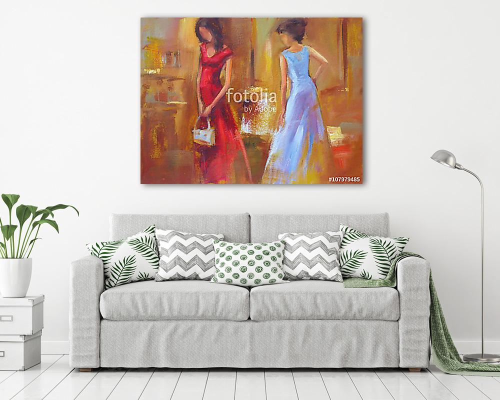 Női alakok kézzel készített festmény - vászonkép, falikép vásárlás Női alakok kézzel készített festmény (keretezett kép) - vászonkép, falikép otthonra és irodába